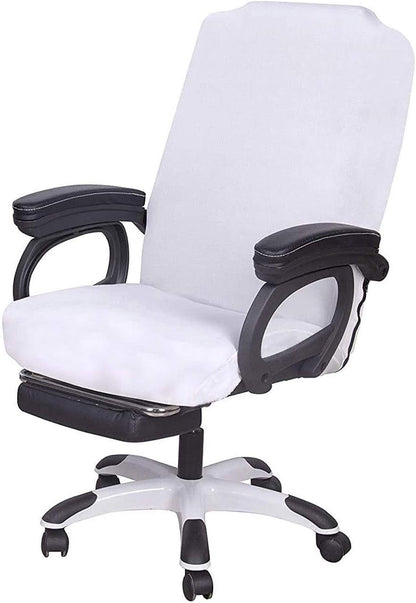 SARAFLORA Polyester Solid Stretch Washable Computer Chair Slipcovers for Universal Rotating for Boss, Office Chair (Large, Black)