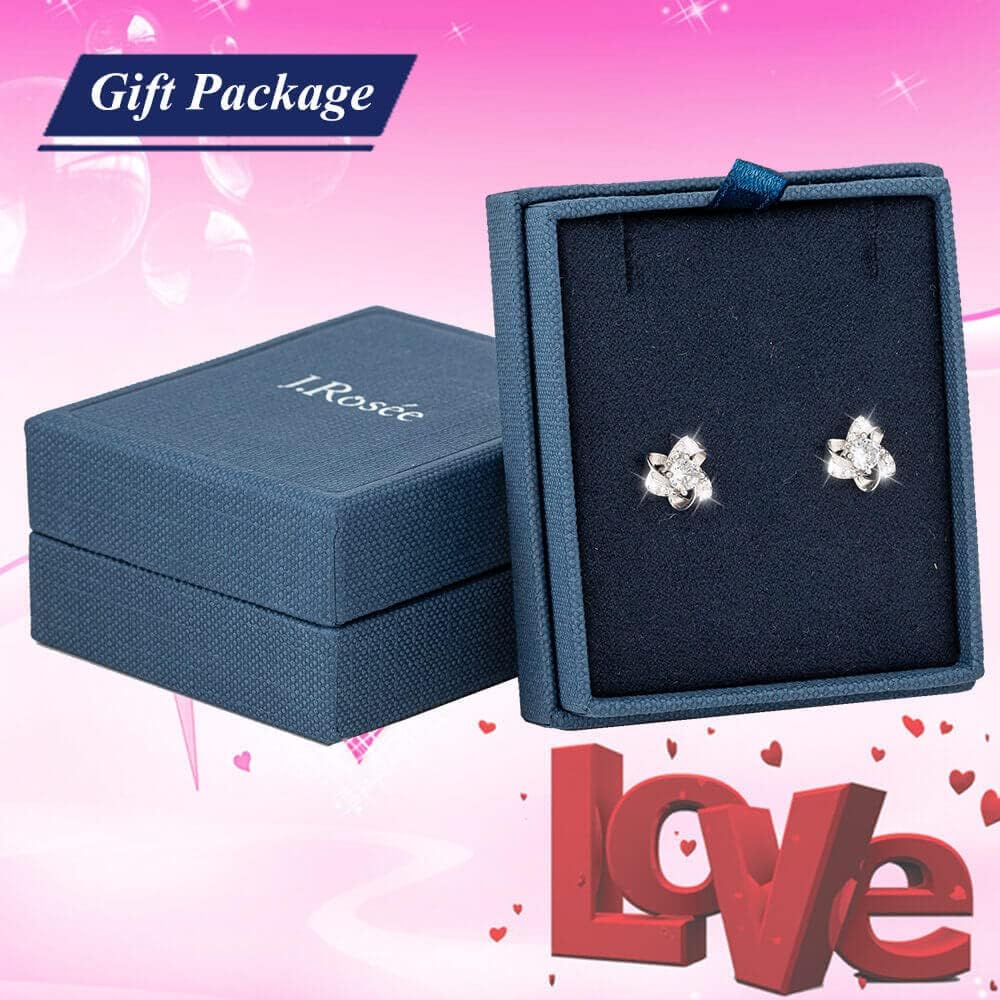 Swarovski Elements Crystal 18K Gold Plated 925 Sterling Silver Studs Earrings for Women Ladies Girls Gift Package J.Rosée Fashion Jewelry…