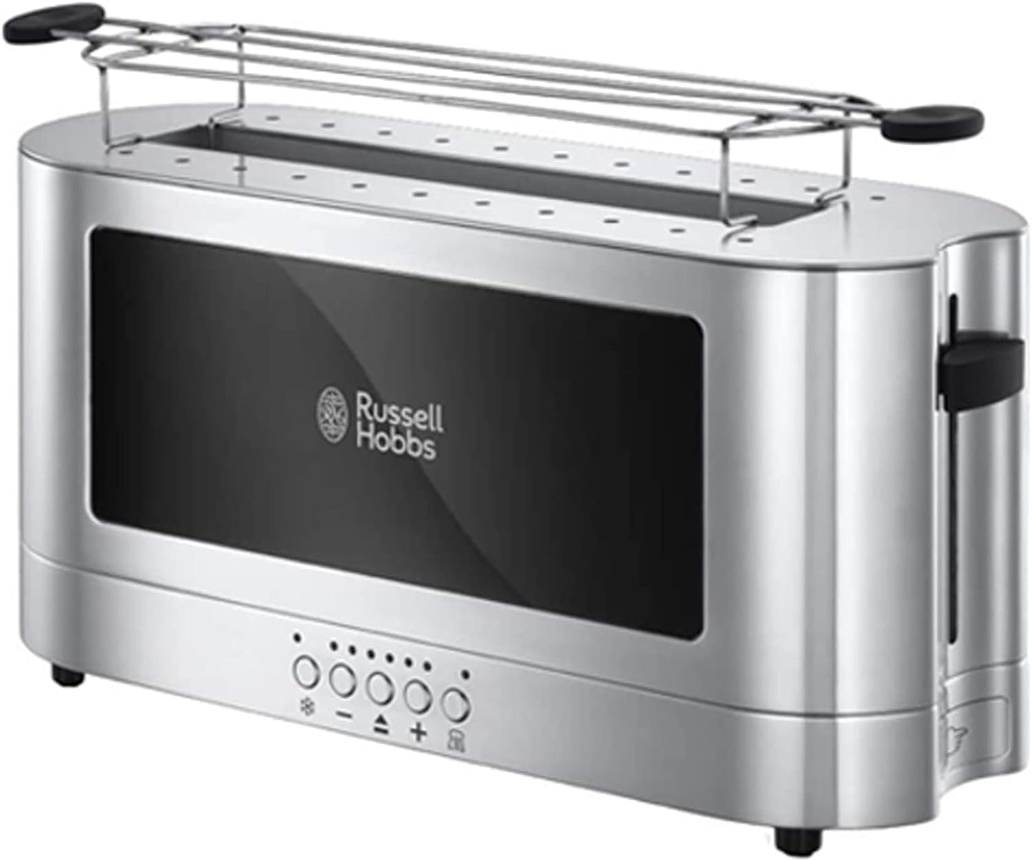 Russell Hobbs 1420W Extra Long Slot Slice Toaster with Toast Technology, Automatic, Glass View for easy monitoring, 7 Browning Settings with Defrost/Reheat/Cancel Function, Stainless Steel – 23380-56