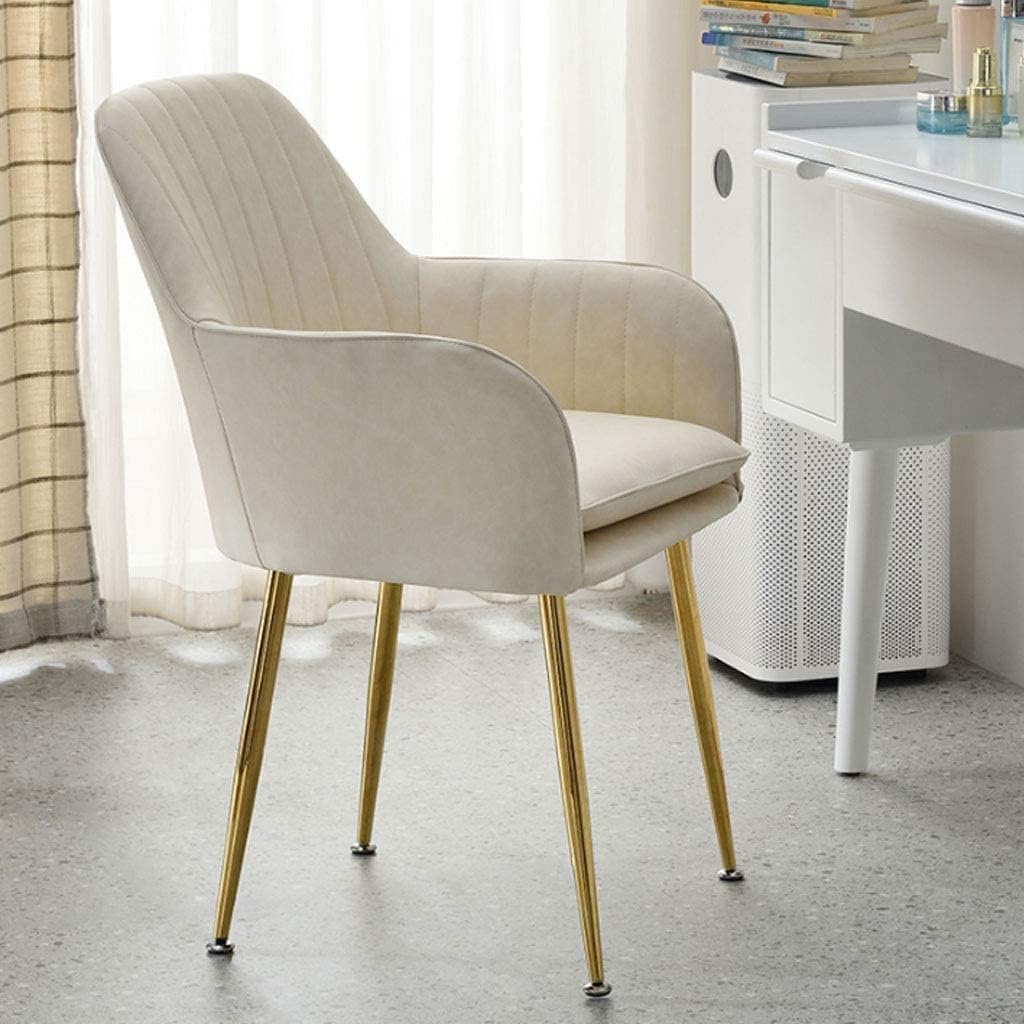 Velvet Dining Chair with Gold Legs and Soft Seat - Armchair Stylish Comfort for Your Dining and Living Space (Beige)