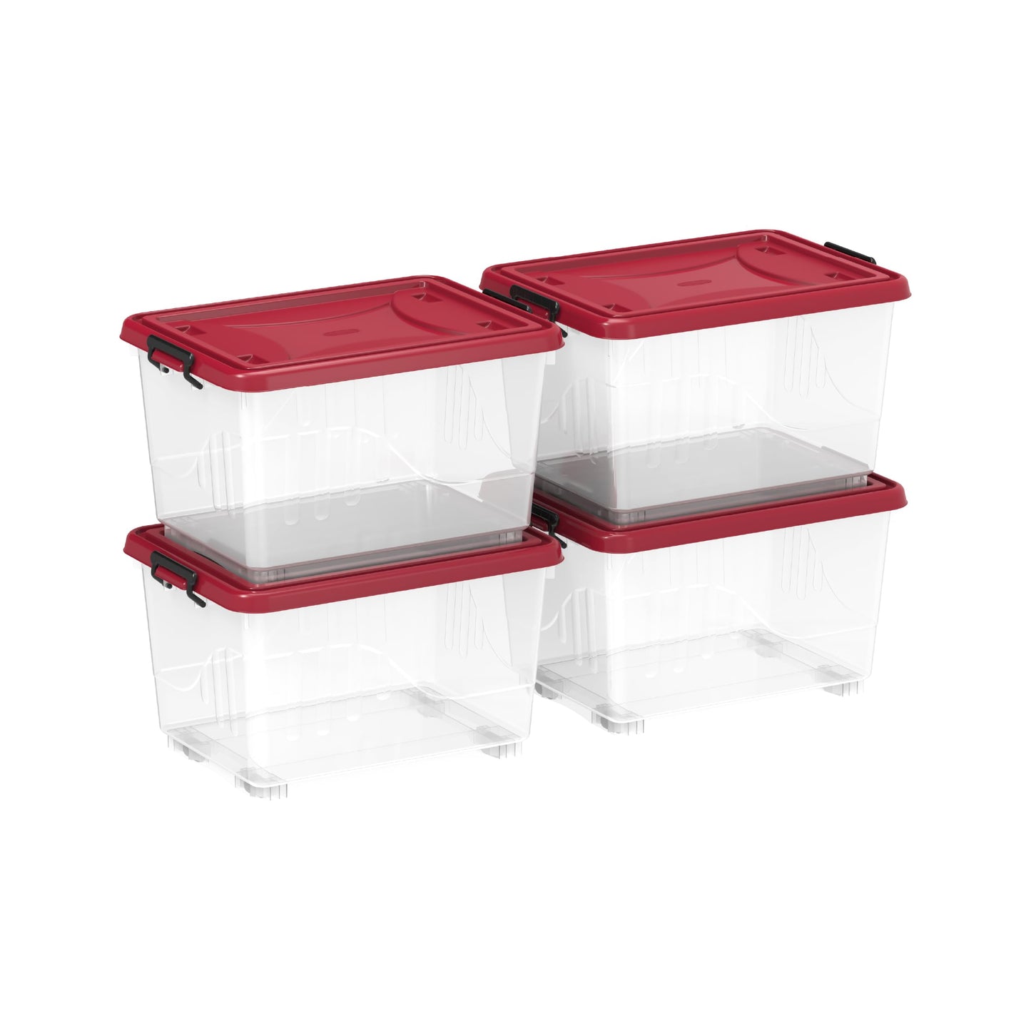 Cosmoplast 55L Clear Plastic Storage Box with Wheels & Lockable Lid Set of 6