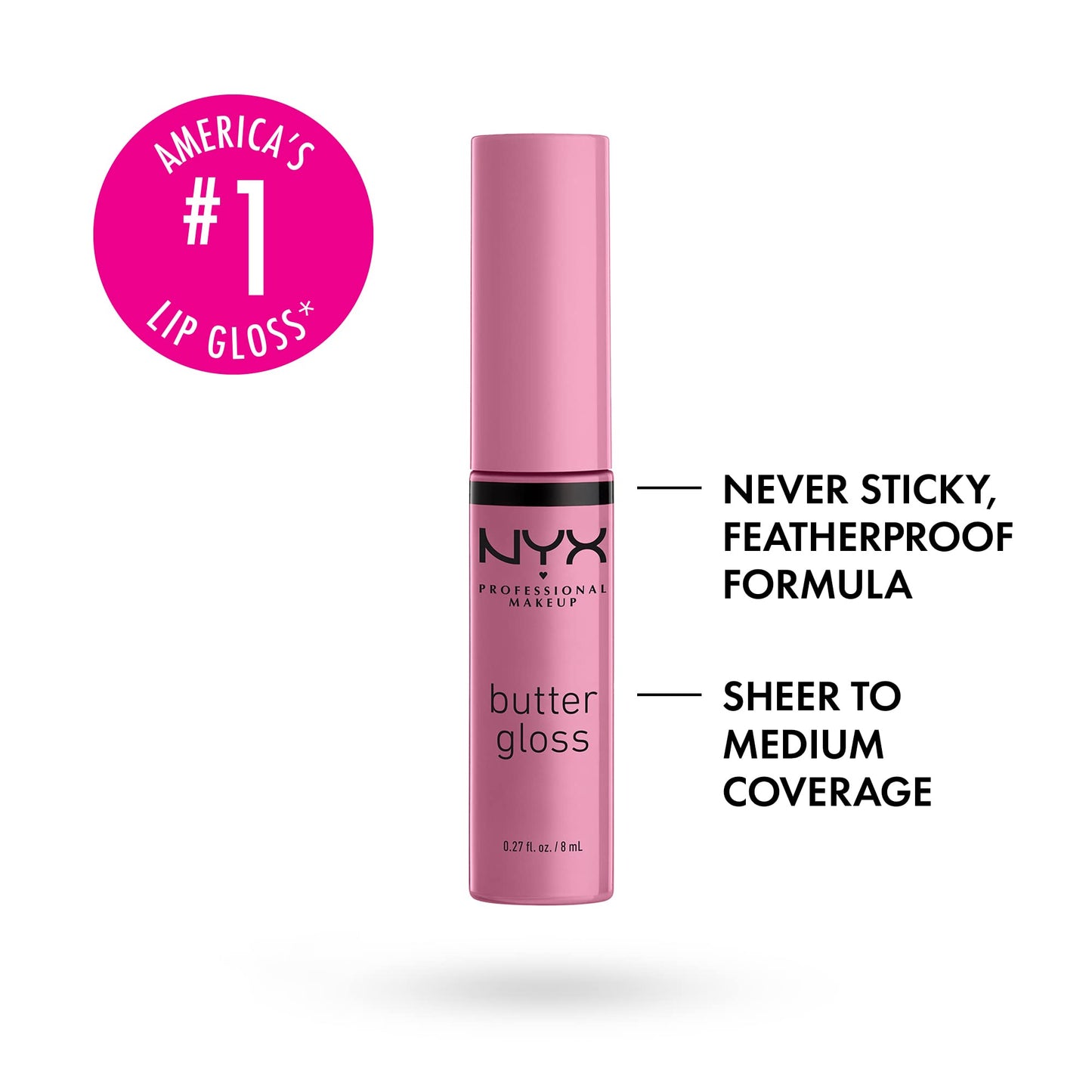 NYX PROFESSIONAL MAKEUP Butter Gloss, Strawberry Parfait, 0.27 Ounce