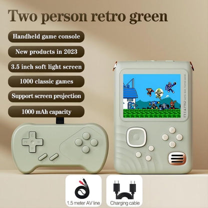 Handheld Game Console, 3.5 Inch Screen, Mini Games Console with 1000 Classical Games Portable Video Game Consoles, Handheld Gaming Console Support for Connecting TV & Two Players, Ideal Birthday Gift