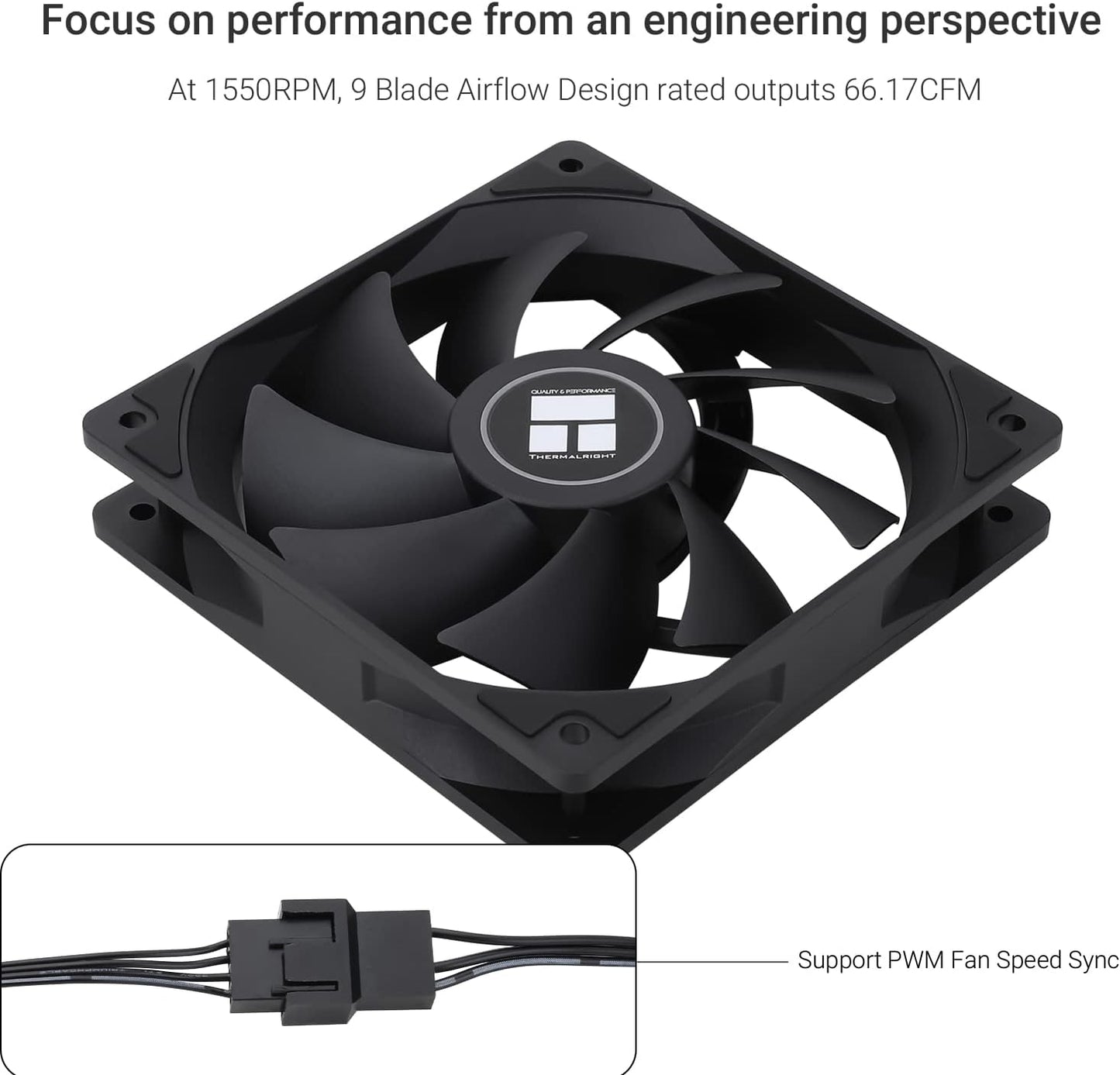 Thermalright TL-C12C X3 CPU Fan 120mm Case Cooler Fan, 4pin PWM Silent Computer Fan with S-FDB Bearing Included, up to 1550RPM Cooling Fan（3 Quantities）