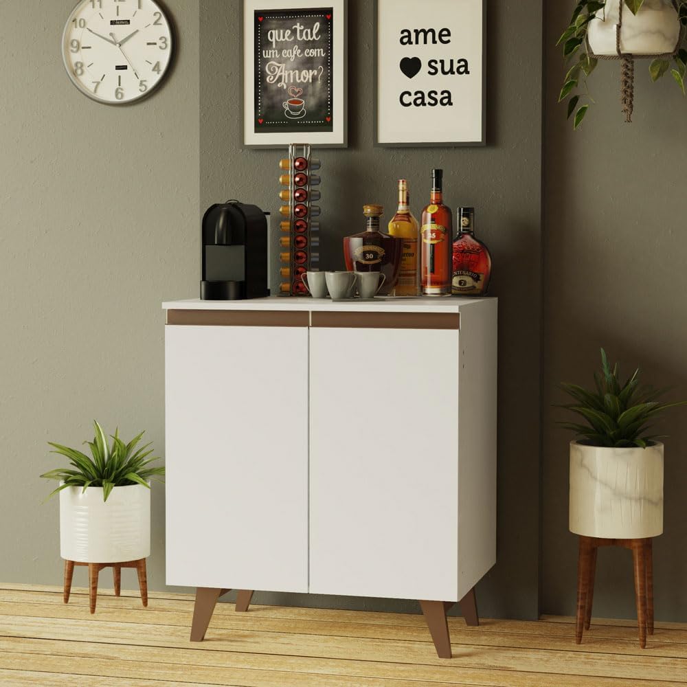 MADESA Coffee Table Sideboard with 2 Doors for Kitchen, Wood, 70 W x 83 H x 52 D Cm - White