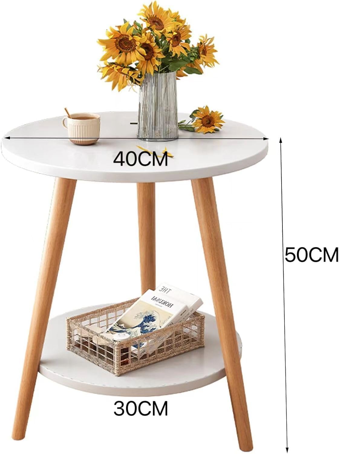 Jorunb Dining Table Modern Table Thickened Mid-Century Leisure Table Side Table for Couch Bed Table Living Room Bedroom Small Table 40-52cm (60x30x53cm wooden)