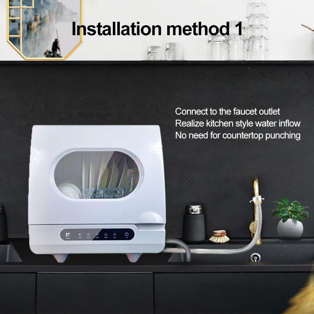 Zertylre Table Top Dishwasher, Intelligent Ozone Sterilization Automatic Mini Dishwasher, with 5 Washing Programs, Baby Care & Fruit Wash, 360 Degree Spraying Water, 72°C Hot Air Drying for Apartment