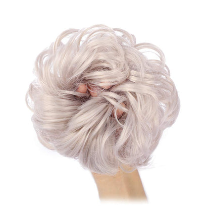 MORICA 1PCS Messy Hair Bun Hair Scrunchies Extension Curly Wavy Messy Synthetic Chignon for Women (12AH613(Light Golden Brown & Lightest Blonde))