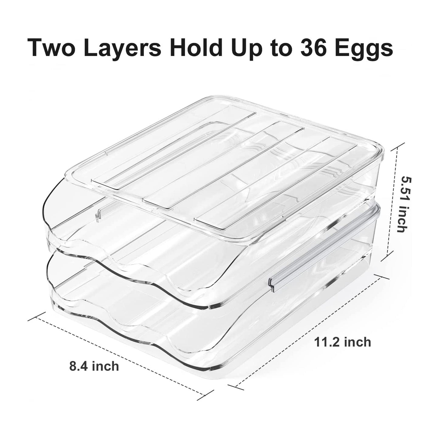 Large Capacity Egg Holder For Refrigerator - Egg Fresh Storage Box for Fridge, Egg Storage Container Organizer Bin, Clear Plastic Storage Container, Egg Storage & Egg Tray (2-layer)