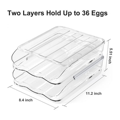 Large Capacity Egg Holder For Refrigerator - Egg Fresh Storage Box for Fridge, Egg Storage Container Organizer Bin, Clear Plastic Storage Container, Egg Storage & Egg Tray (2-layer)