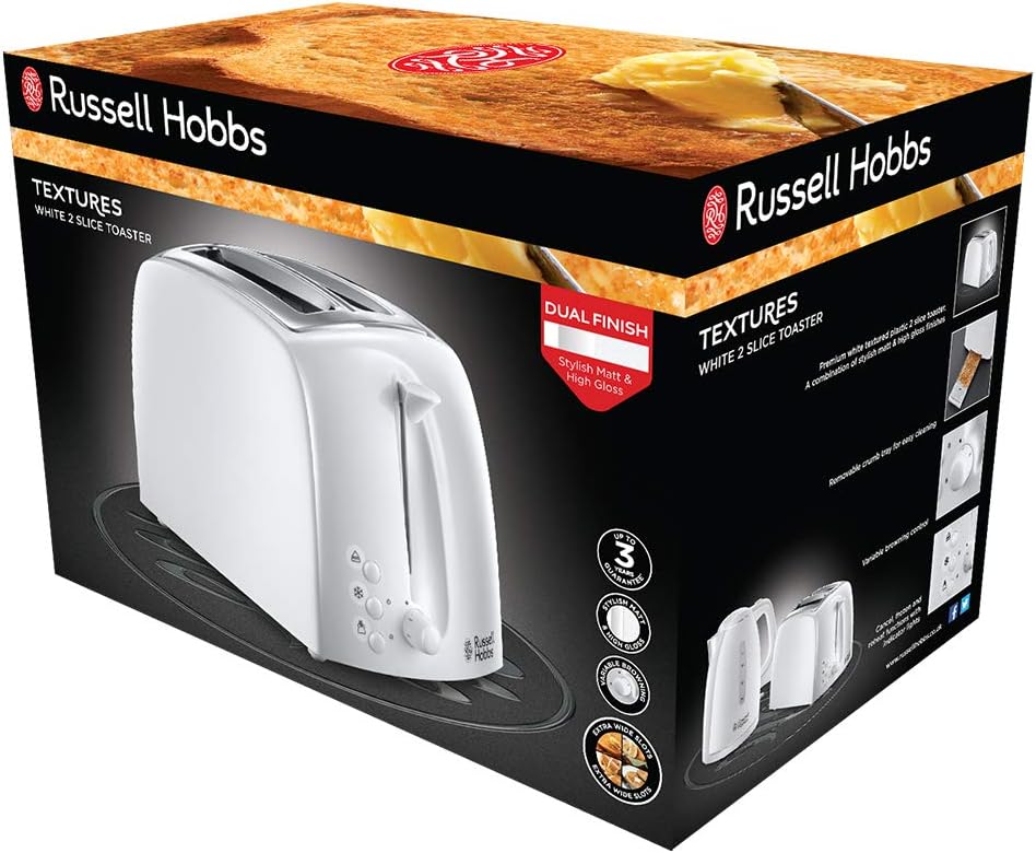 Russell Hobbs 21641 Textures 2-Slice Toaster, 700-850 W, Black