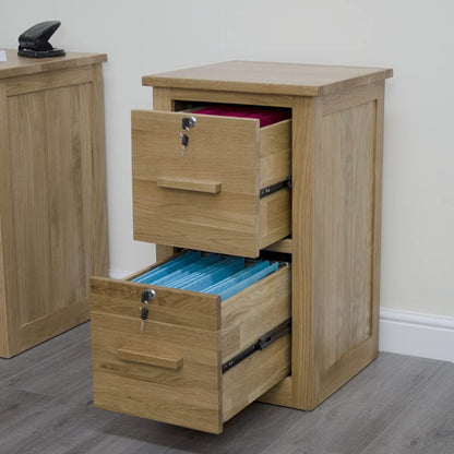 Ramece Arden Solid Oak Filing Cabinet - Home Office Furniture - Solid Wood Lockable Storage Drawers For Suspension Files - Fully Assembled - 77 x 46 x 45 cm