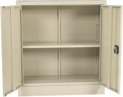 RIGID Office Cupboard Low Height, Steel Filing Cupboard, Cabinet with Shelves Storage Compartment (White)