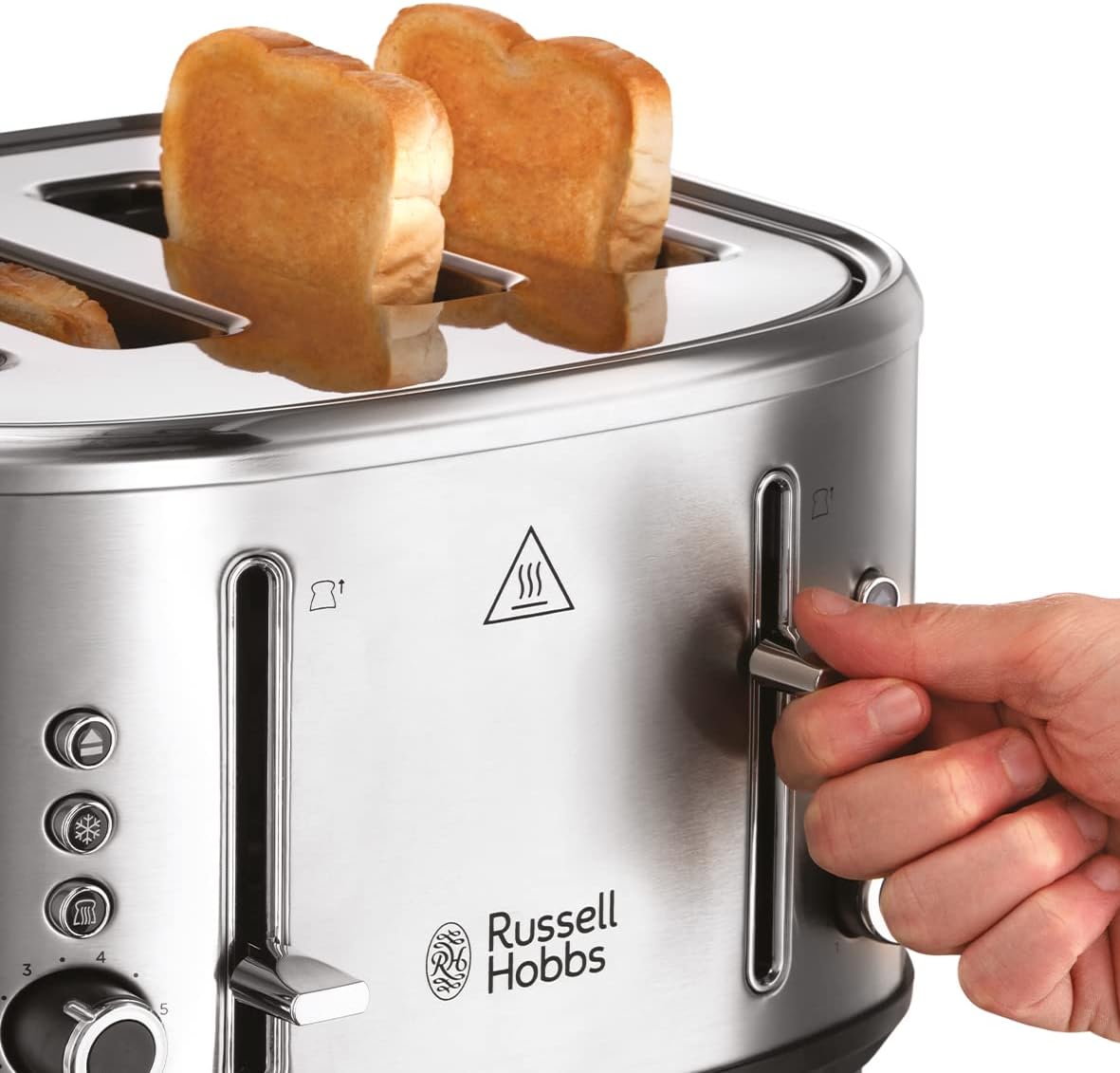 Russell Hobbs Stylevia (26290) 4-Slice Stainless Steel Toaster with High Lift, Variable Browning Settings with Defrost/Reheat/Cancel Function & Removable Crumb Tray - 1-Year Warranty