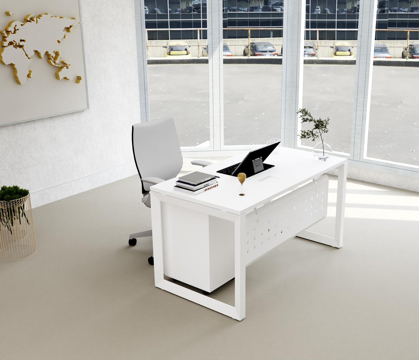 Mahmayi Vorm 136-18 White Modern Workstation Material-Melamine on MDF