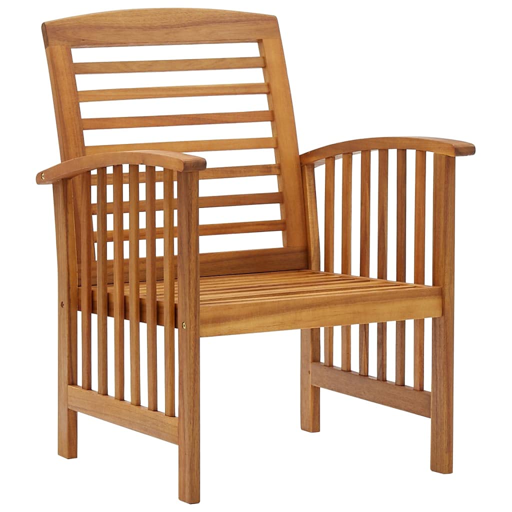 vidaXL 2x Solid Acacia Wood Garden Chairs Furniture Wooden Outdoor Seating Patio Terrace Seat Dining Dinner Slatted Chairs Armchair Set