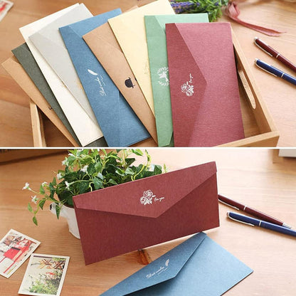 SYOSI 10 Pcs Vintage Paper Envelopes, Kraft Paper Envelopes Invitation Envelopes Envelope Set Gift Envelopes Envelopes for Graduation Invitation Wedding Greeting Gift Greeting (22 x 11cm)