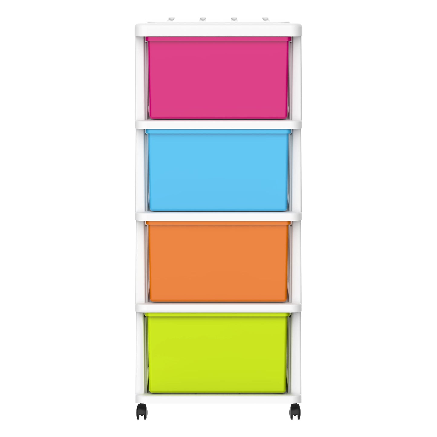 Cosmoplast 4 Tiers Storage Cabinet With Wheels, White Mix Drawers