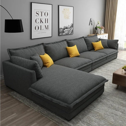 Modern L Shaped Sectional Sofa Set with Innovative Technology Cloth for Lounge Living Room Furniture (Left, Dark Grey)