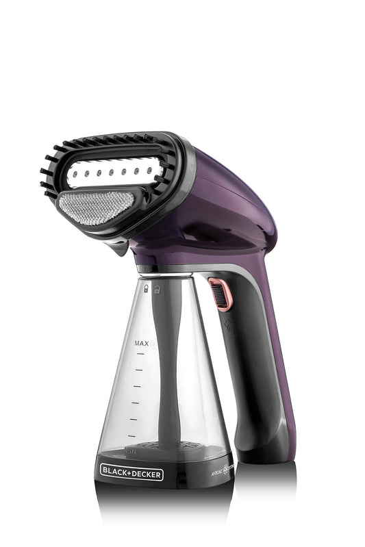 BLACK+DECKER Portable Garment Steamer With Universal Bottle Adaptor 1500W Dark Purple HST1500-B5