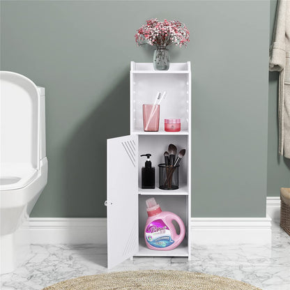 无 White Modern Bathroom Floor Cabinet,Free Standing Storage Cabinet with Door and Shutters,Waterproof Bathroom Furniture Cabinet for Living Room,Bedroom,Kitchen,etc