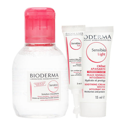 Bioderma Sensibio H2O Soothing Micellar Cleansing Water and Makeup Removing Solution for Sensitive Skin - Face and Eyes - 3.33 Fl Oz (Pack of 3)