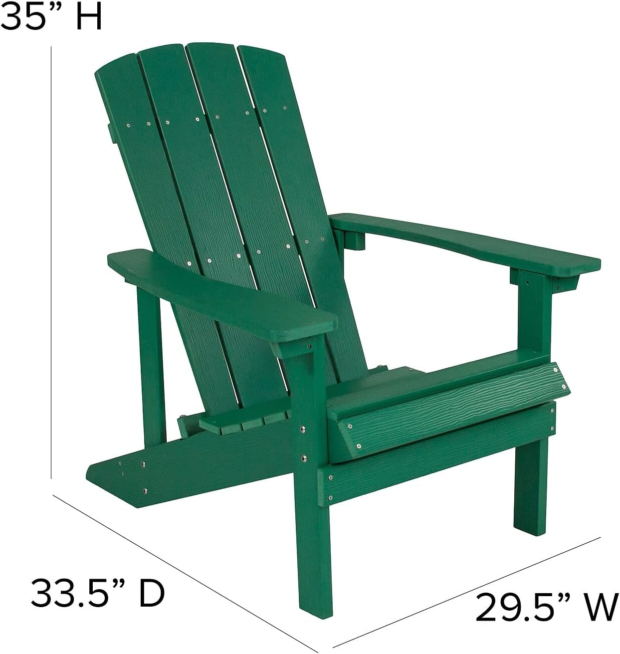 Flash Furniture Charlestown Commercial Grade Indoor/Outdoor Adirondack Chair, Weather Resistant Durable Poly Resin Deck and Patio Seating, Blue