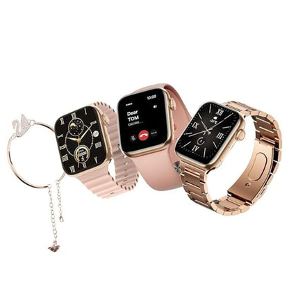 Premium G9 Mini Rose Gold Edition Ladies Smart Watch with Three Set Strap and Stylish Bracelet Combo