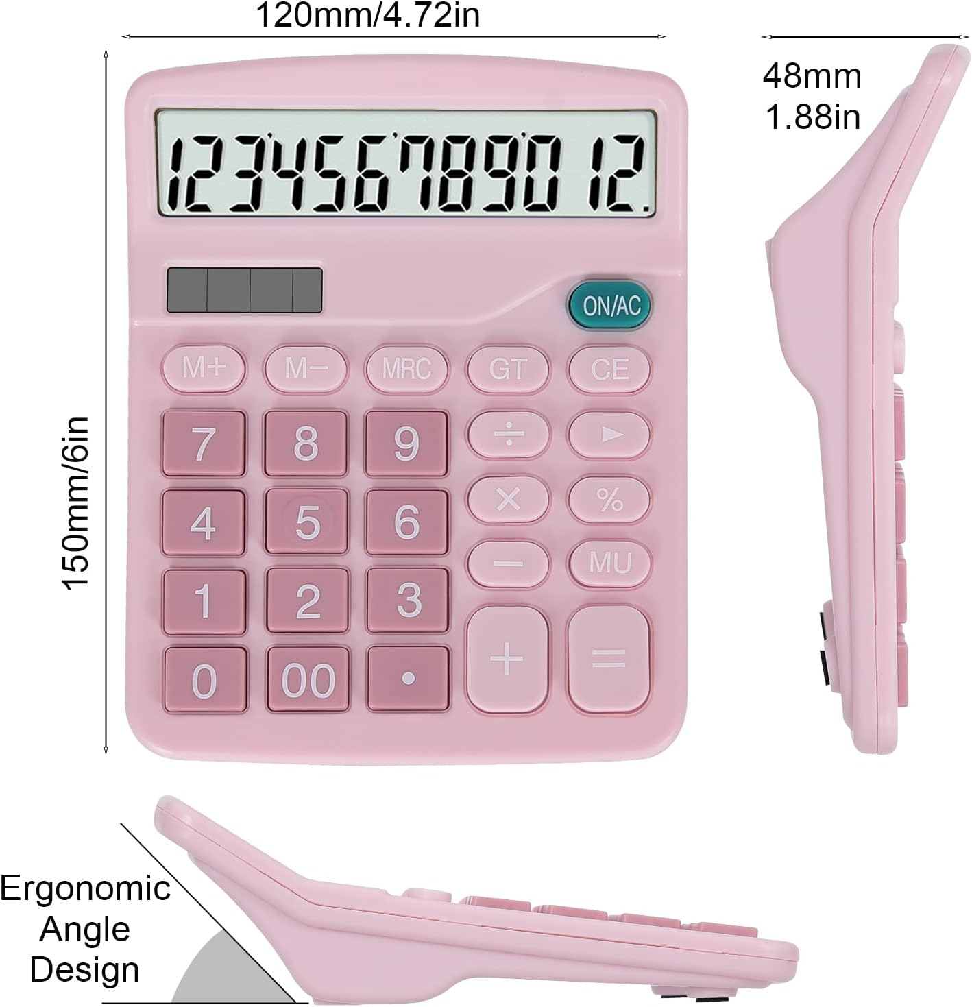 EooCoo Basic Standard Calculator 12 Digit Desktop Calculator with Large LCD Display for Office, School, Home & Business Use, Modern Design - Green