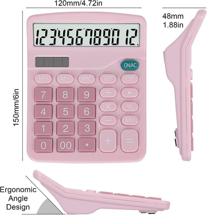 EooCoo Basic Standard Calculator 12 Digit Desktop Calculator with Large LCD Display for Office, School, Home & Business Use, Modern Design - Green