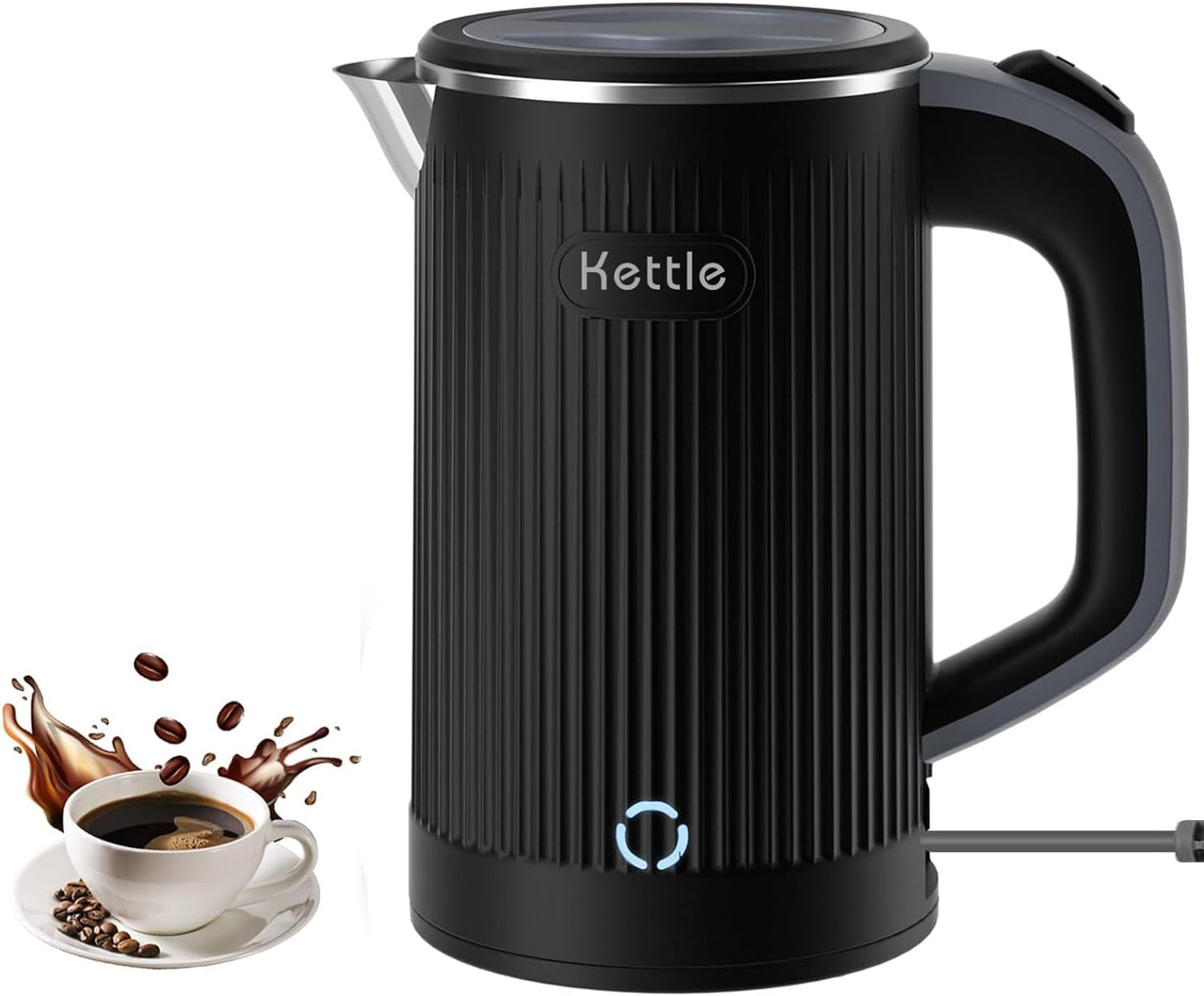 Enliansgo Electric Kettle-0.8L Portable Travel Kettle with Double Wall Construction, 304 Stainless Steel Interior, BPA-Free, Small Electric Kettle with Auto Shut-Off portable kettle(Black)