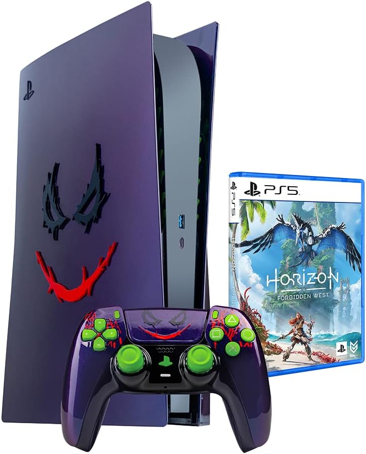 SWITCH PS5 Sony PlayStation 5 Console (Disc Version) Jxxker Design With Horizon Game & Wireless Controller