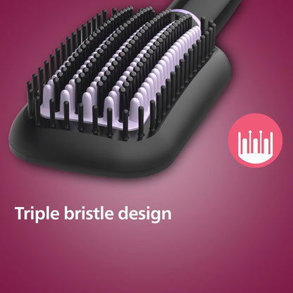 Philips StyleCare Essential | Heated Straightening Brush | Tourmaline Ceramic Coating | 2 Temperature Settings | Hair Straightener | ThermoProtect Technology | 2 Years Warranty | BHH880/03