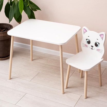 135- Kids Wooden Table and Chair Set Kids Play Table with 1 Chair 1 Pieces Kids Round Table for Toddler Girls Boys White Kids Furniture for Kids Room Classroom White