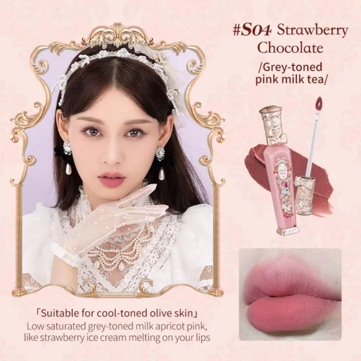 Flower Knows Strawberry Rococo Series Cloud Lip Cream Lipsticks Women Beauty Cosmetic Lip Makeup Easy to Wear Natural Lipstick (02 Peachy Milk)