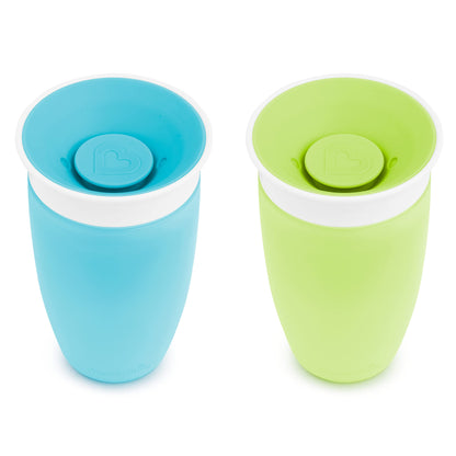 Munchkin Miracle 360 Sippy Cup, Trainer Toddler Cup, BPA Free Baby & Toddler Cups w.Handles, Non Spill Cup, Dishwasher Safe Baby Cup, Leakproof Childrens Cup, 6+ Months - 7oz/207ml, 2 Pack, Blue/Green