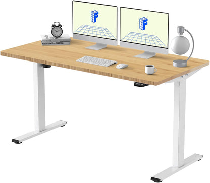 FLEXISPOT E1 Electric White Standing Desk Whole Piece 55 x 28 Inch Desktop Adjustable Height Desk Home Office Computer Workstation Stand up Desk (White Frame + 55" White Top)