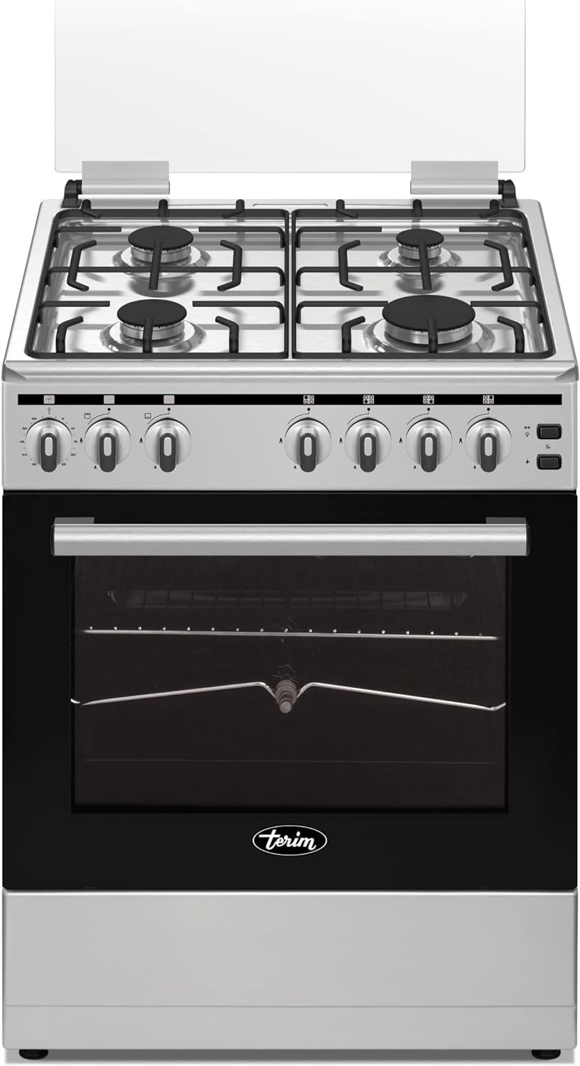 Terim Tergc6064St, 60 Cm Gas Cooking Range, 4 Gas Burners With Semicast Iron Pan Support, Stainless Steel, Made In Turkey."Min 1 year manufacturer warranty"