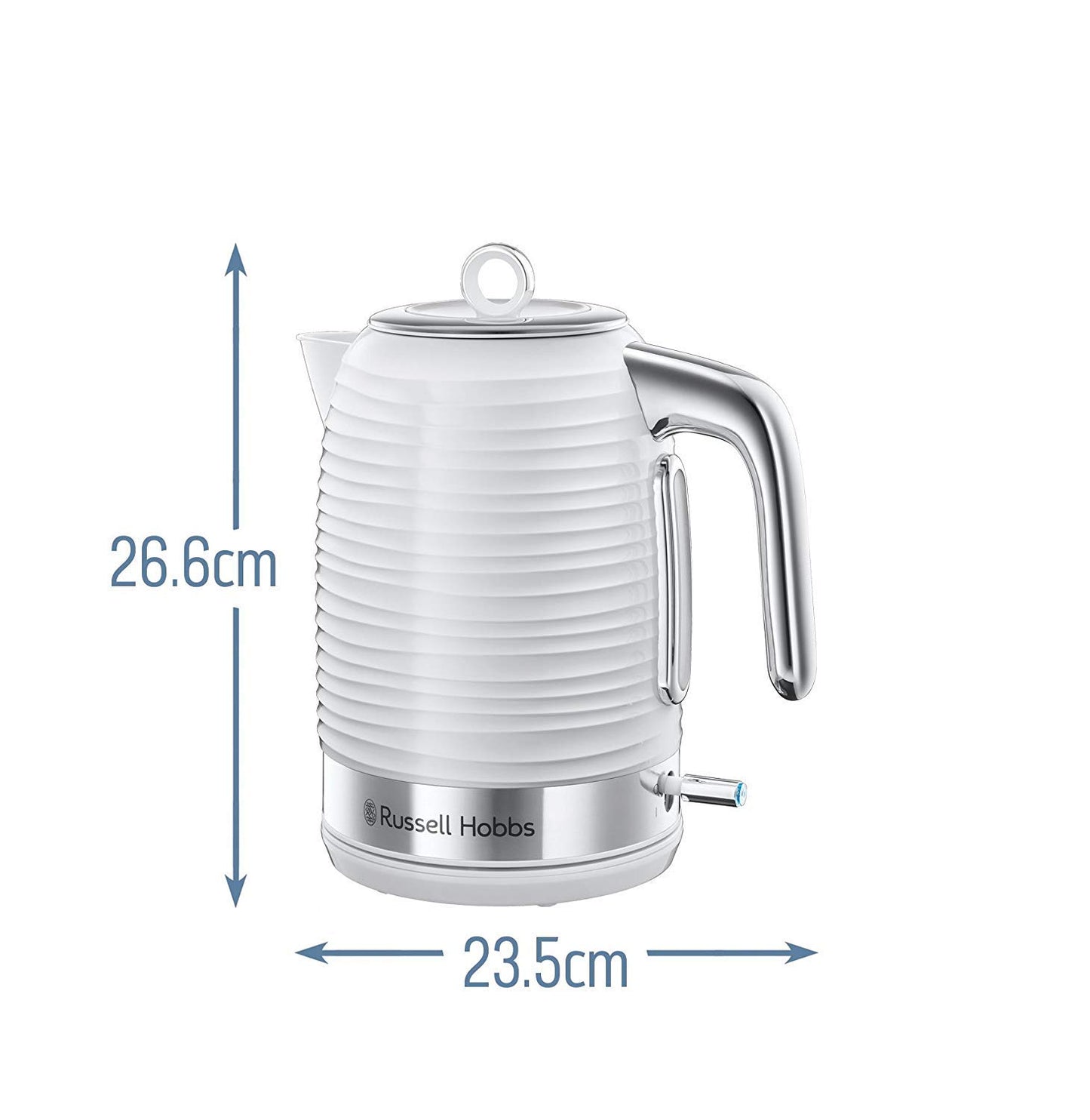 Russell Hobbs 24360 Inspire Electric Kettle, 3000 W Fast Boil, 1.7 Litre, White with Chrome Accents