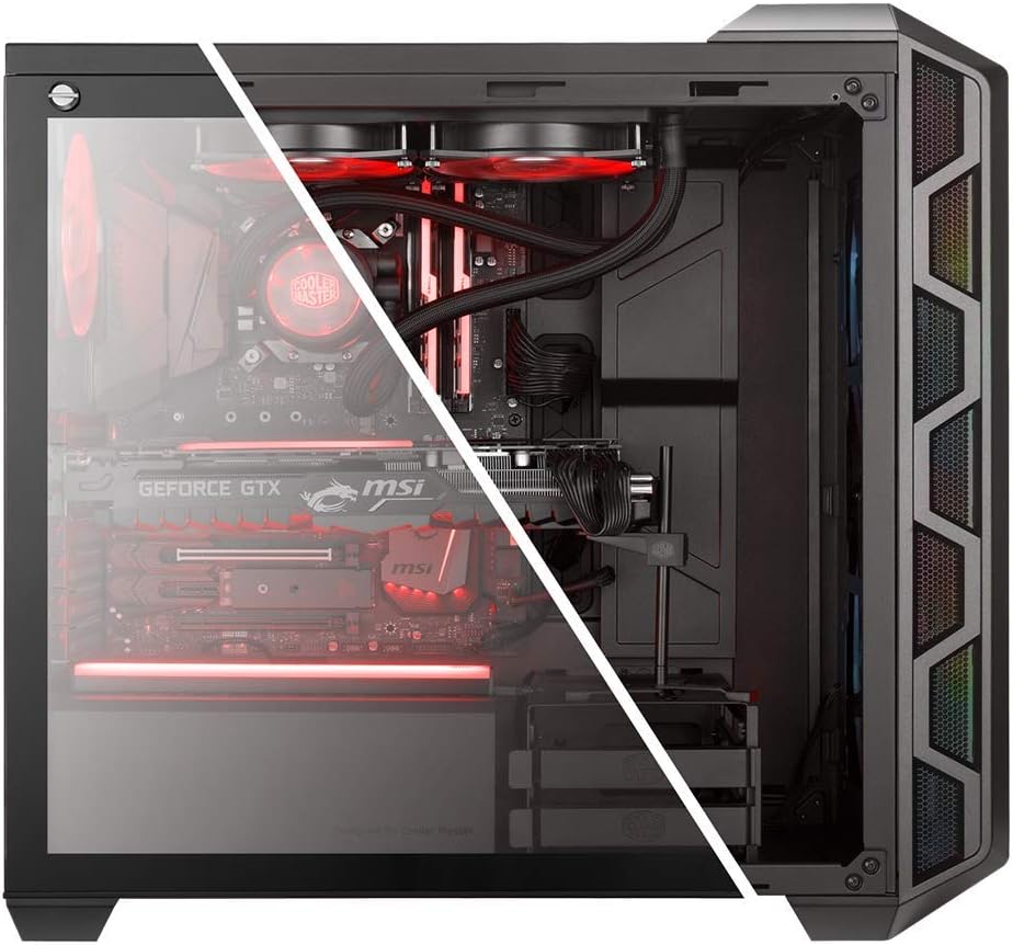 Cooler Master MasterCase H500 ARGB - PC Case with Dual 200mm Fans for High-Volume Airflow, Mesh and Transparent Front Chassis Panels, Flexible ATX Hardware Capacity