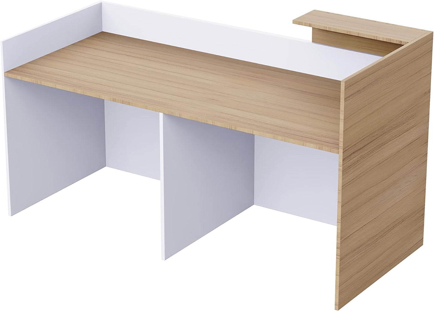 Mahmayi REC-2 Designer Reception Desk For Office Space, Front Office Desk (White-Coco Bolo)