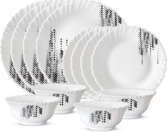 BOROSIL LARAH PLANO OPAL DINNER SET, SLATE, 12DSPL01-SL, 12 PC SET (4 x Dinner Plate; 4 x Side Plate; 4 x Bowl)