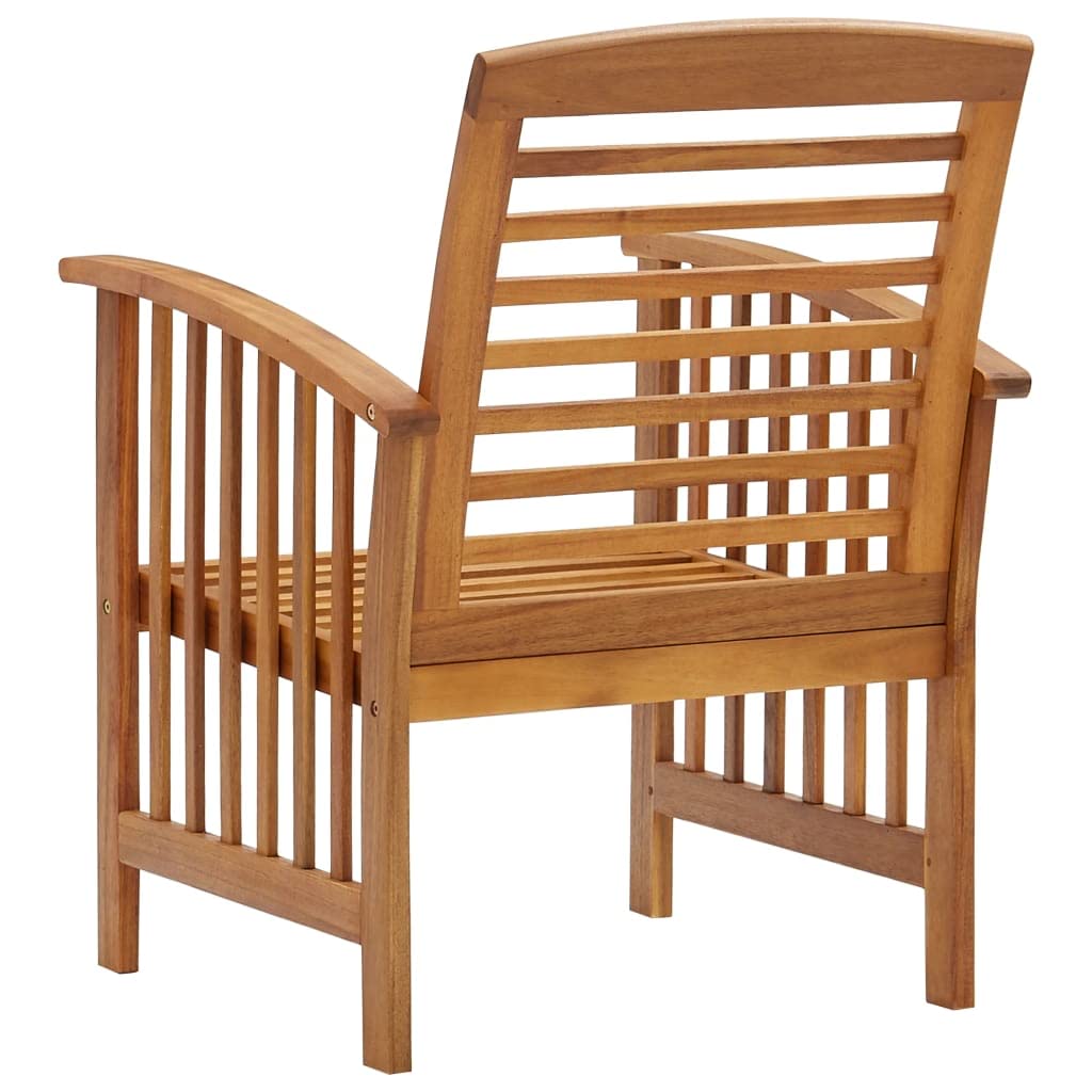 vidaXL 2x Solid Acacia Wood Garden Chairs Furniture Wooden Outdoor Seating Patio Terrace Seat Dining Dinner Slatted Chairs Armchair Set