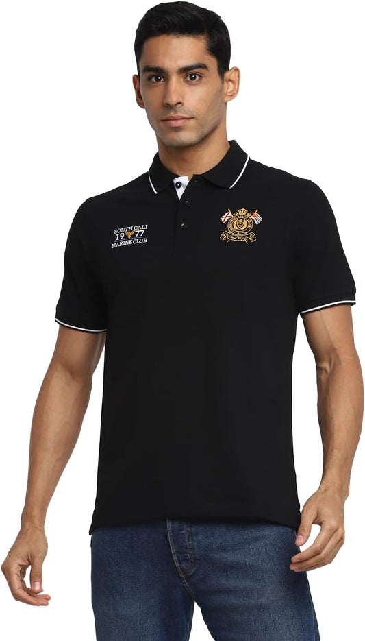 Deniklo Men's Polo Collar T-Shirt with Embroidery DK 237