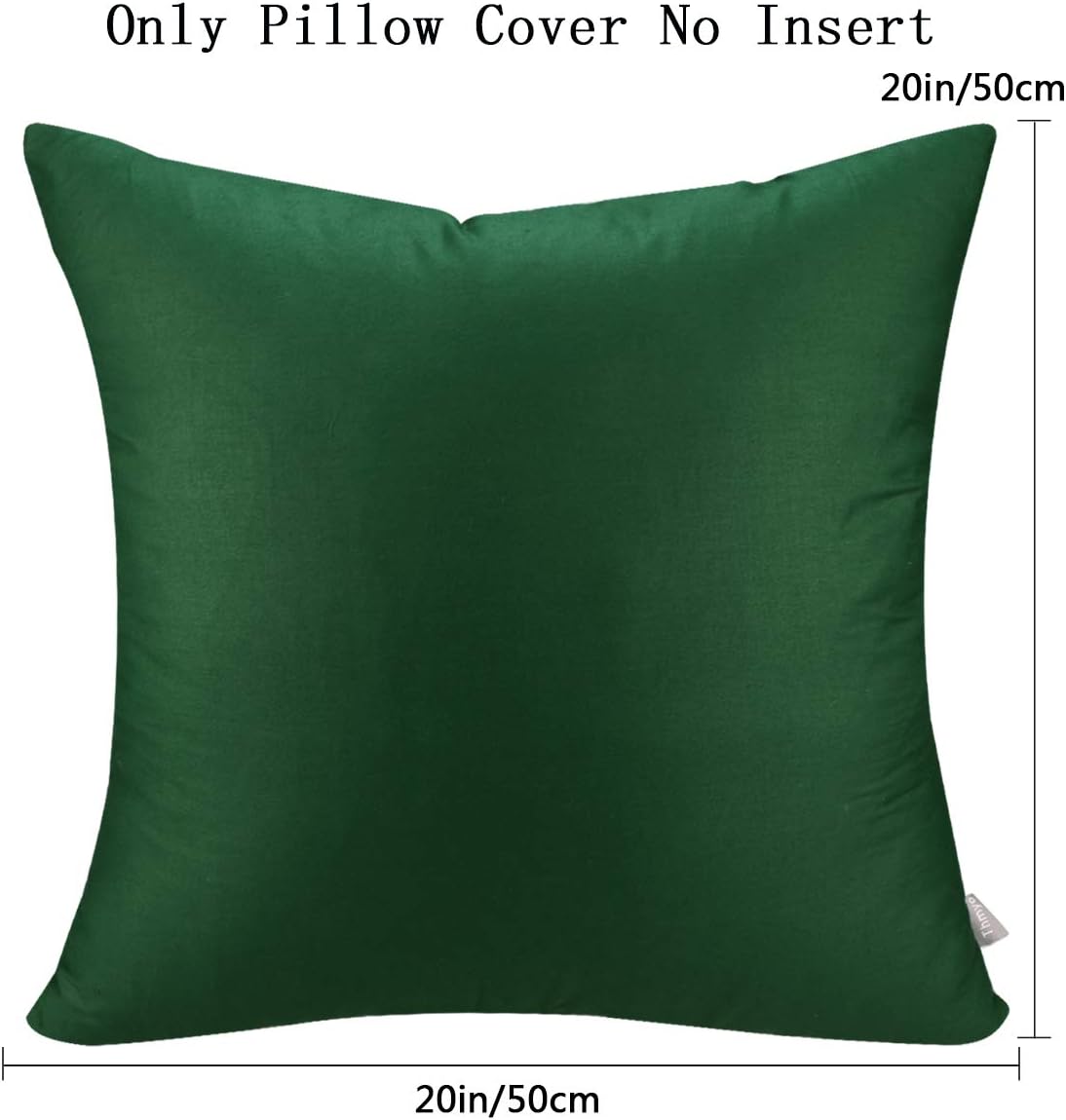 4-Pack 100% Cotton Comfortable Solid Decorative Throw Pillow Case Square Cushion Cover Pillowcase Sublimation Blank Pillow Covers(Cover Only,No Insert)(20x20inch/50x50cm, Christmas Green)