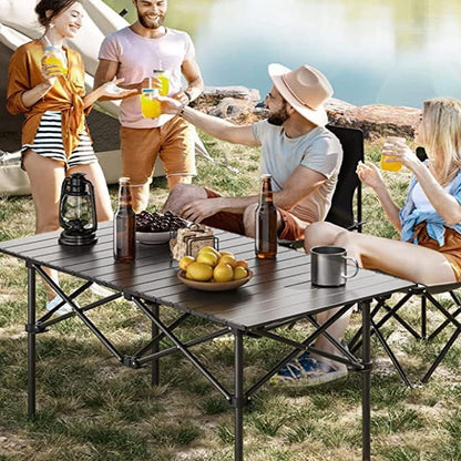 Jorunb Large Foldable Table,Portable Camping Table,Picnic Table,Backpacking Table with Storage Waterproof Pocket,for Outdoor BBQ,Cookout,Picnic,Beach 95 * 55 * 50cm