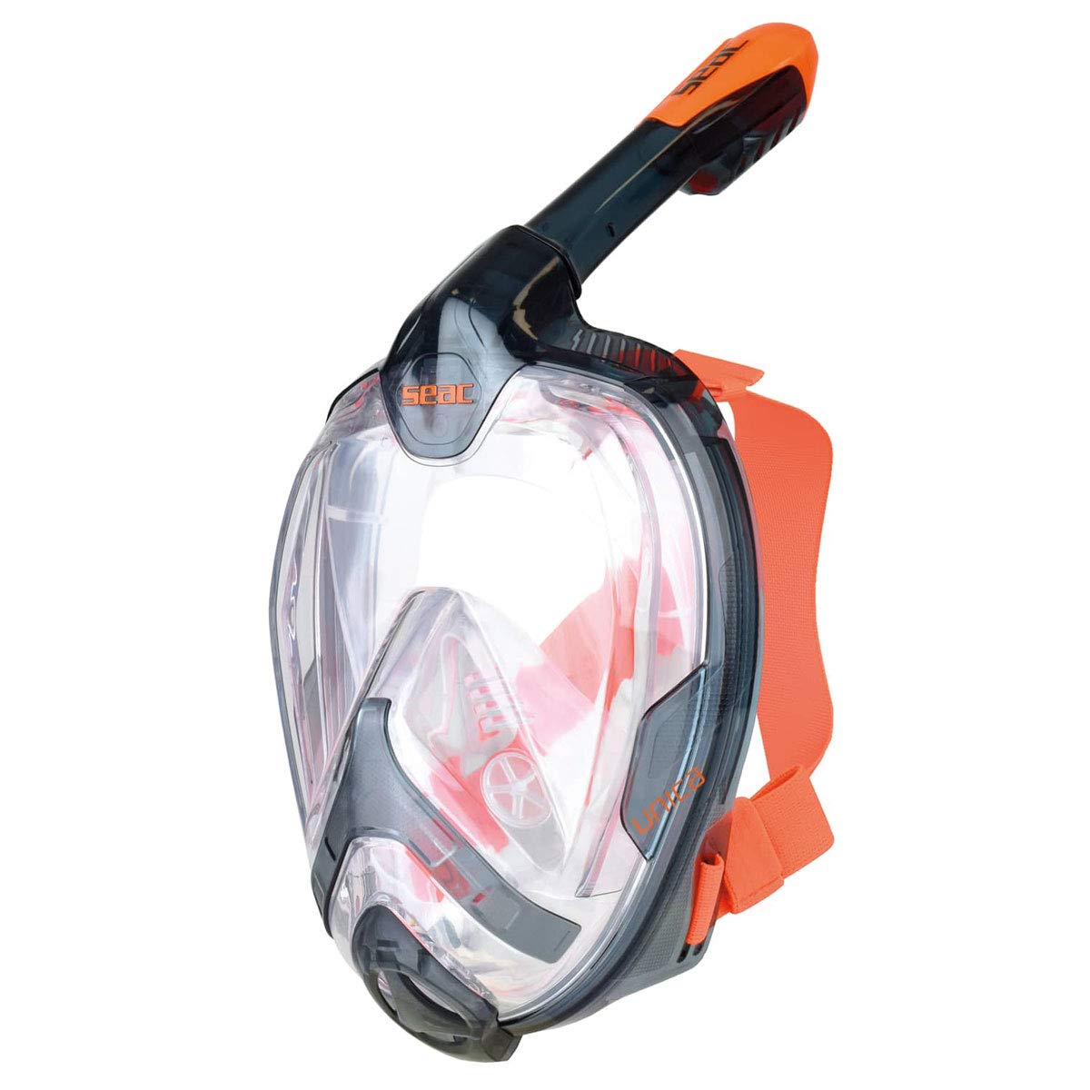 Seac Unica + Bag, Full Face Snorkeling Mask 180° GoPro Compatible Snorkel Mask- Panoramic Full Face with anti-fog anti-leak snorkeling Design, Adults