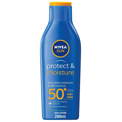 NIVEA SUN Lotion, UVA & UVB Protection, Protect & Moisture, SPF 50+, 200ml