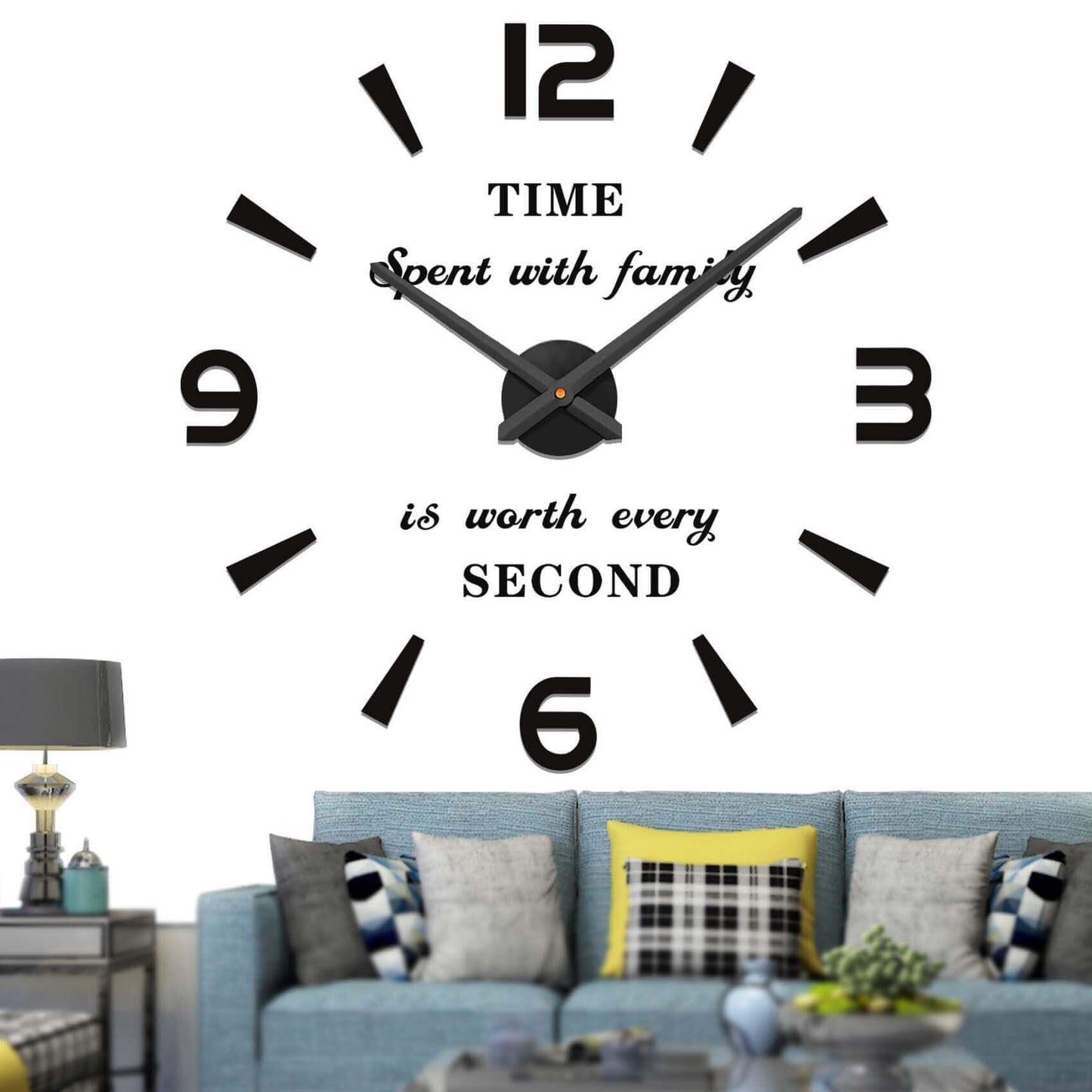 Vangold Modern Mute DIY Frameless Large Wall Clock 3D Mirror Sticker Metal Big Watches Home Office Decorations (Black Gold73)