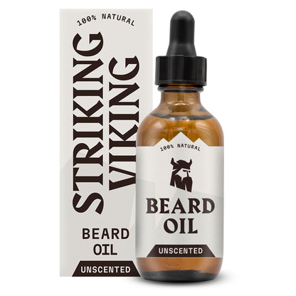 Vanilla Beard Oil (Large 2 oz.) - 100% Natural Beard Conditioner with Organic Tea Tree, Argan, and Jojoba Oil with Vanilla Scent - Softens, Smooths, and Strengthens Beard Growth by Striking Viking